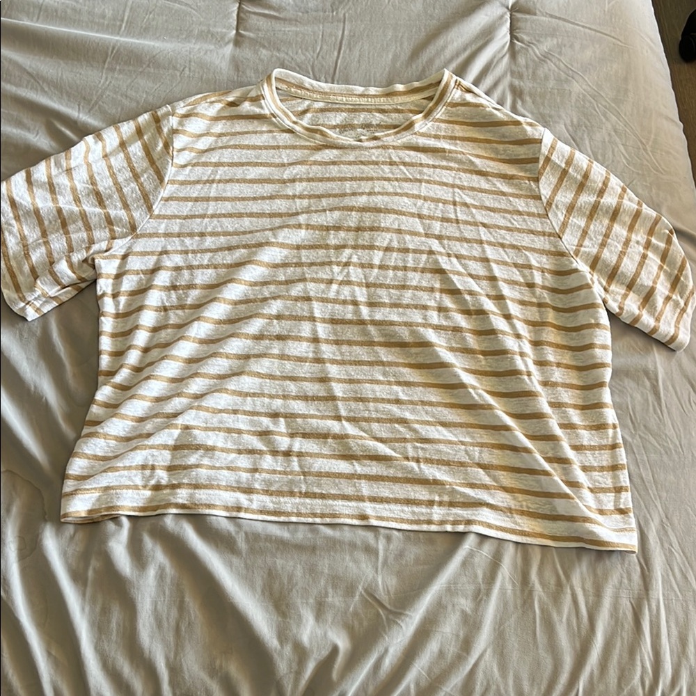 Striped White and Tan T-Shirt